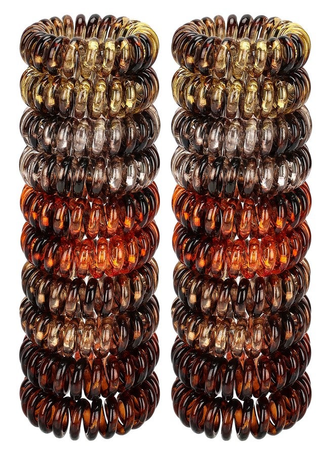 JessLab Spiral Hair Ties, 20 Pcs Traceless Phone Cord Hair Ties No Crease Spiral Bracelet Plastic Coil Ponytail Holders No-Damage Headband Hair Accessory for Girls Women Ladies Gift (Amber) - Image 1